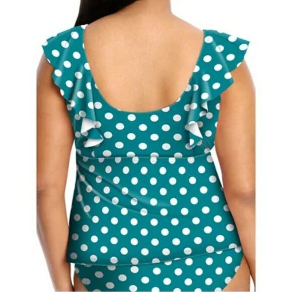 Lysa Swim Polka Dot Ruffled 2 Piece Swimsuit Size Women's‎ Plus 16W NWT - Picture 2 of 12
